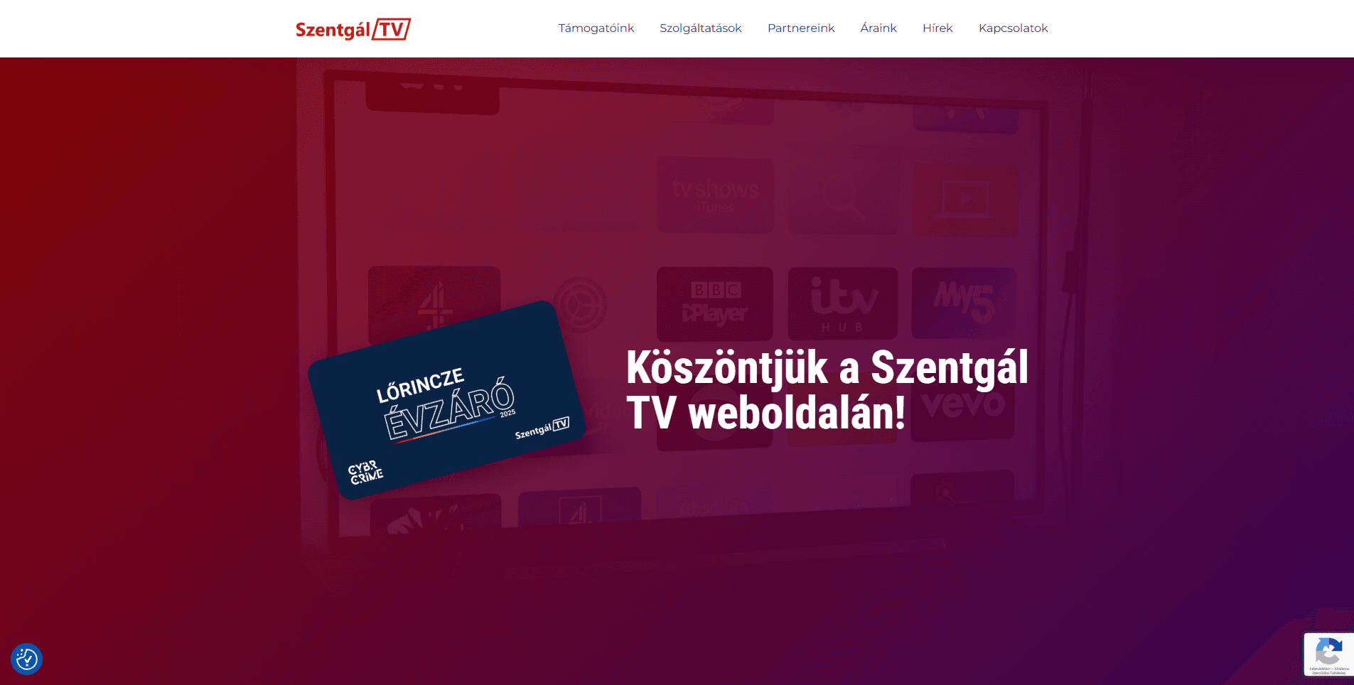SzentgálTV landing page bélyegkép
